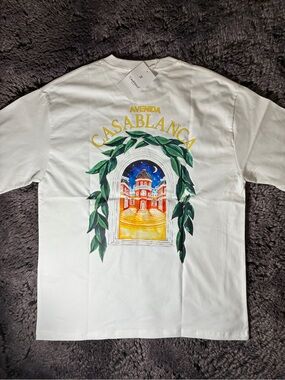 White Casablanca Graphic Tee with Colorful Back Print